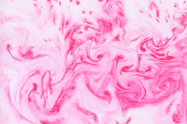 Abstract pink white background, pink watercolor pattern, colored stains on liquid, pop art texture, minimalist background for designer, pink paint in liquid, blank for fabric design, art