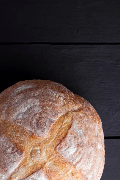 Bread Black Background Bread Stove Dark Boards Dough Designer Copy — Stock Photo, Image
