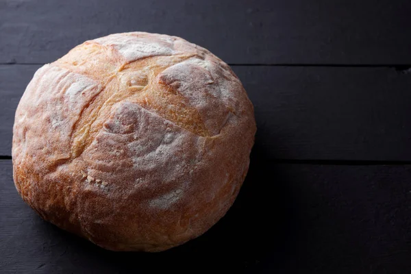 Bread Black Background Bread Stove Dark Boards Dough Designer Copy — Stock Photo, Image