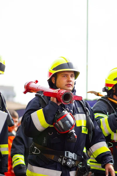 Firefighters Carnival Firefighters Uniform Festival Carnival Procession Love Dnipro Ukraine — Stock Photo, Image