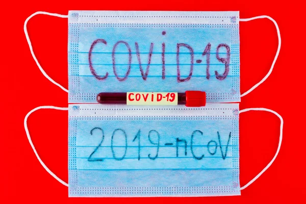 Coronavirus Covid Provrör Med Blod Identifierat Med Covid Coronavirus Röd — Stockfoto
