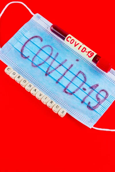 Coronavirus Covid Provrör Med Blod Identifierat Med Covid Coronavirus Röd — Stockfoto