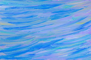 El yapımı mavi, soyut bir arkaplan. Soyut sanat geçmişi. Yeşil mavi boyalı desen. Yeşil mavi fırça darbeleriyle akrilik boya dokusu. Duvar kağıdı için boş