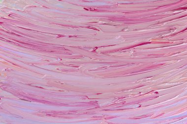 Soyut sanat geçmişi. El yapımı çok renkli soyut arkaplan. Pembe boyalı desen. Pembe fırça darbeleriyle akrilik boya dokusu. Duvar kağıdı için boş