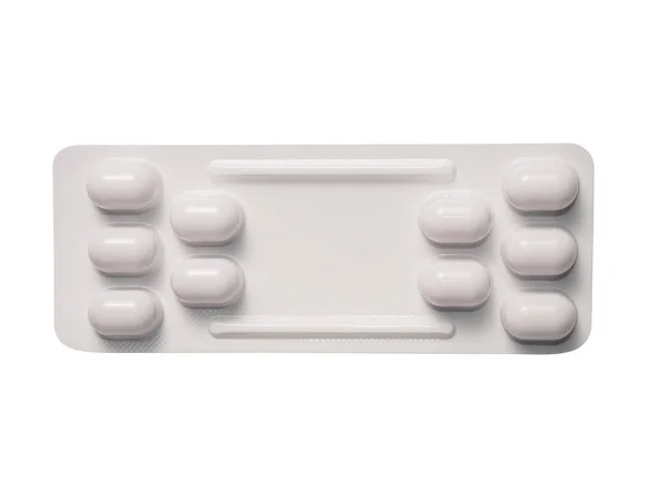 Tablet Bílém Blistru Izolovaných — Stock fotografie