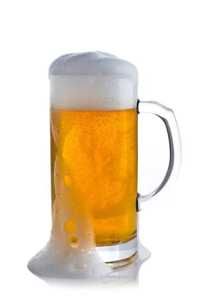 Glass of beer with foam — Stock Photo, Image