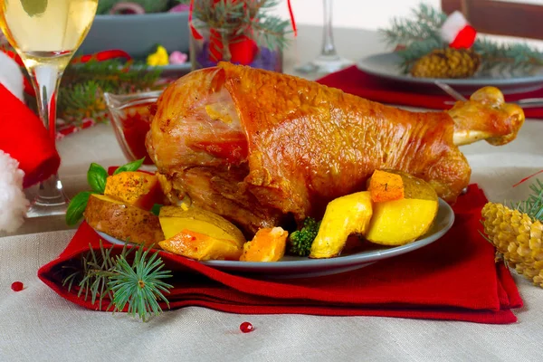 Christmas turkey drumstick — Stock Photo, Image