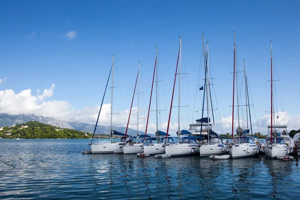 Yachts blancs dans le port — Photo