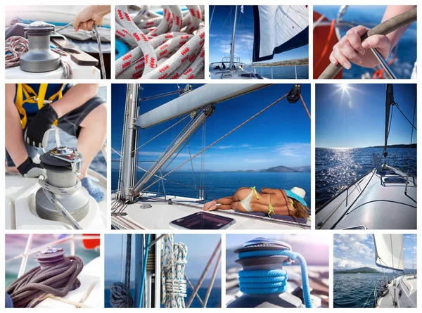 Yacht collage.sailboat.yachting koncept — Stockfoto