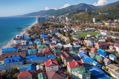 Üstten Görünüm Sochi, Lazarevskoye. Popüler Rus deniz resort.