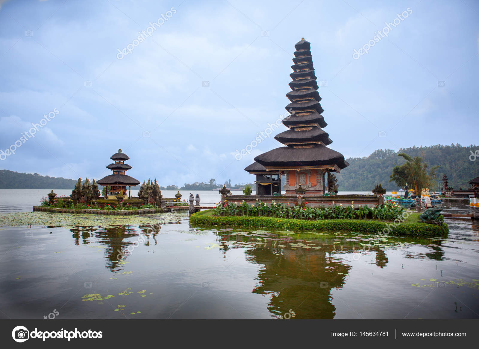 Pura Ulun Danu Temple On A Lake Beratan Bali Indonesia Stock