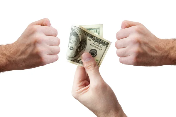 The hand giving money. Bribe and corruption with dollar banknotes. — Stock Photo, Image