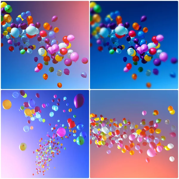 Bunte Luftballons Auf Blauem Himmel Hintergrund — Stockfoto