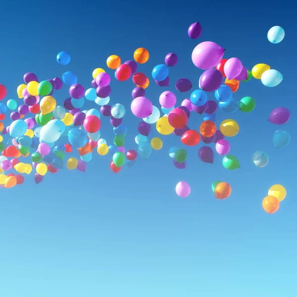 色とりどりの風船が空を飛んでいるパーティーします。 — ストック写真