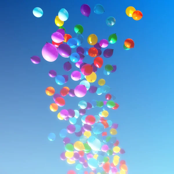 Palloncini colorati che volano nel partito cielo — Foto Stock