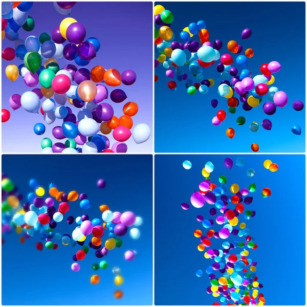 Globos de colores volando en la fiesta del cielo — Foto de Stock