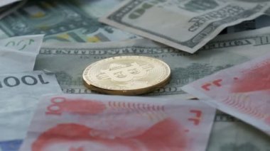 Bitcoin. Cryptocurrency loopable döndürme atış.