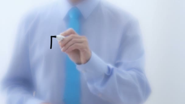 Recycling written on glass. Businessman hand writing words with marker pen — Stock Video