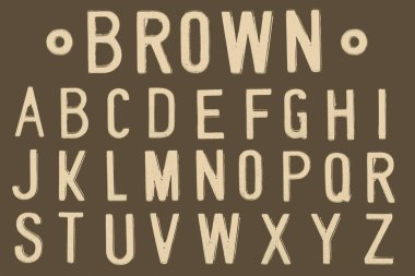Kahverengi yazı tipini, Retro tarzı yazı tipi veya yazı tipi türü harf A to Z