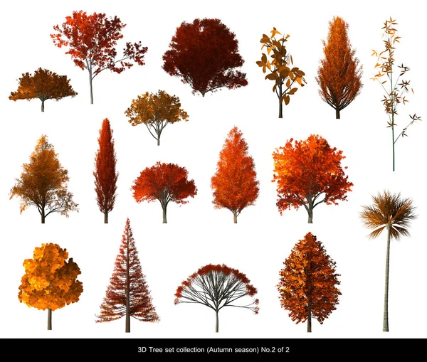 Árbol de otoño modelo de planta CG para el diseño de arquitectura . —  Fotos de Stock