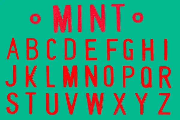 Mint czcionki, styl Retro krój czcionki lub czcionki typu litery A do Z — Zdjęcie stockowe