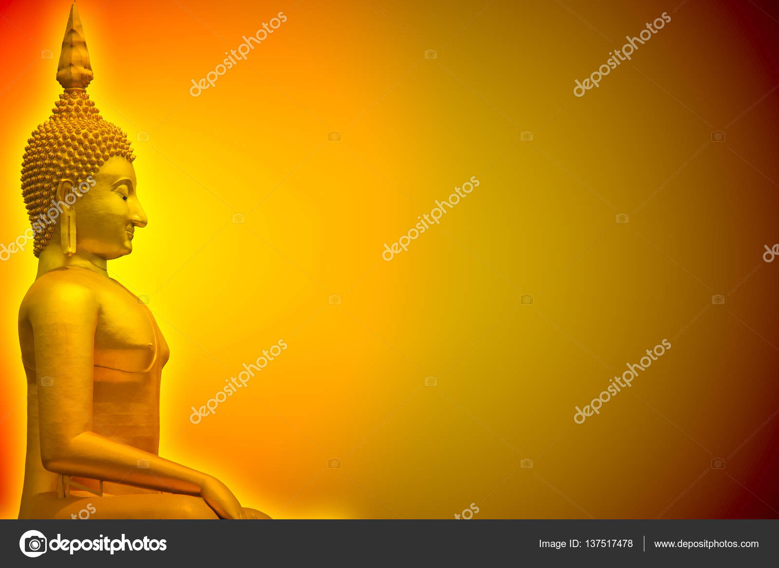 Golden Buddha glow light in dark with space for background or postcard or wallpaper design. Stock Photo by ©coffeekai 137517478 Golden Buddha glow light in dark with space for background or postcard or wallpaper design. Stock Photo by ©coffeekai 137517478