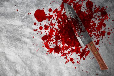 Katil bıçağı grunge yerdeki kan