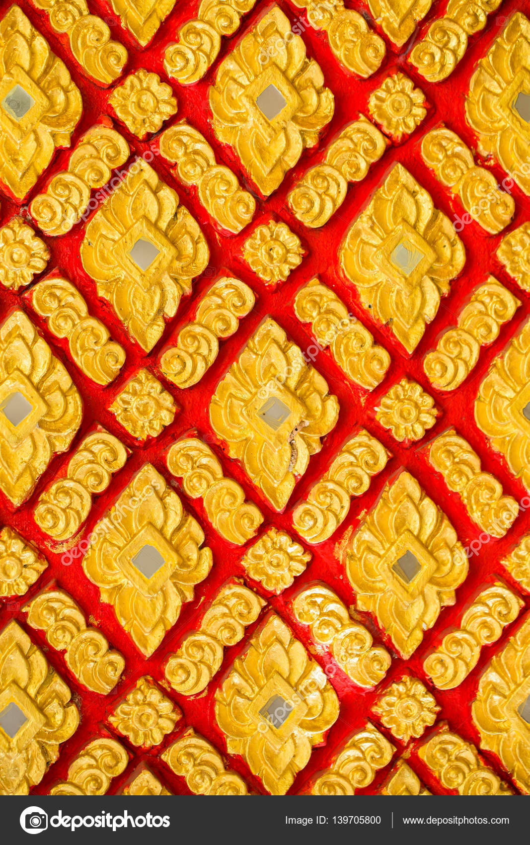 Temple Flower Decoration Thai Culture Golden Flower Pattern