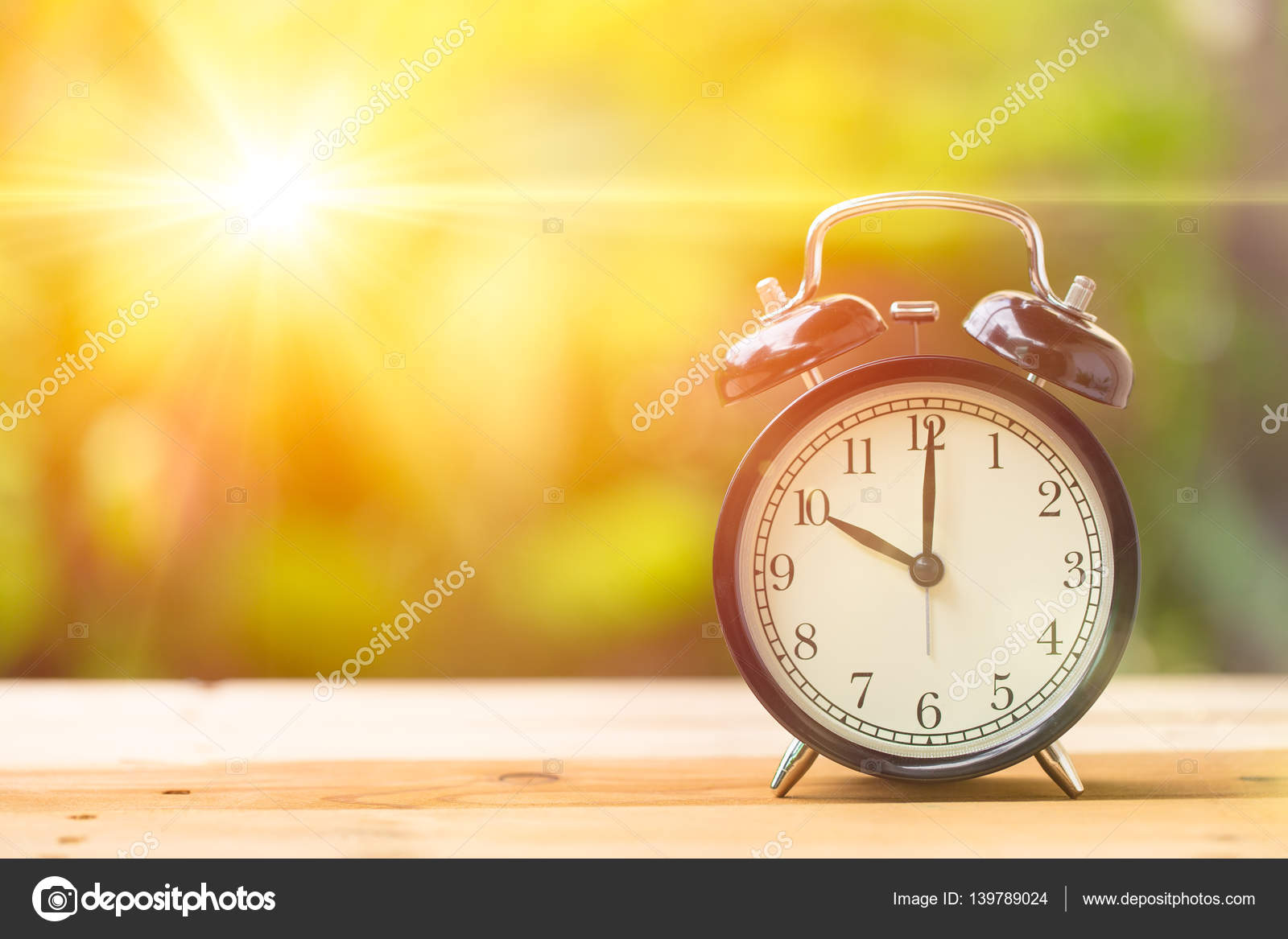 Retro 10 o'clock and Morning sun. Stock Photo by ©coffeekai 139789024