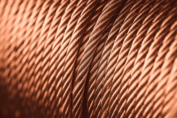 Copper wire, steel wire golden red color tone. — Stock Photo, Image