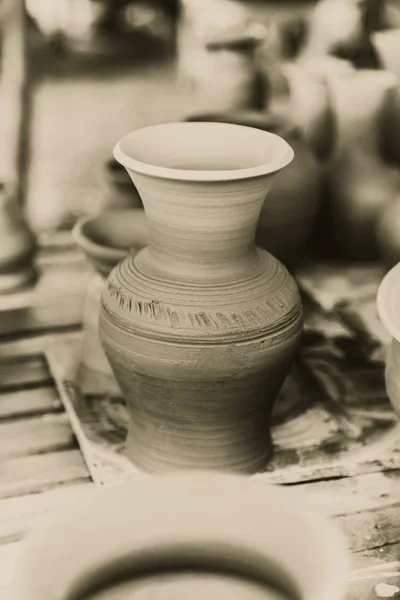 Clay Pottery vintage color tone. — Stock Photo, Image