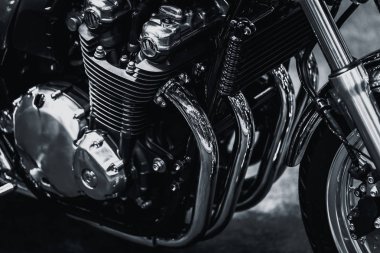 Motosiklet motoru sanat fotoğraf siyah beyaz