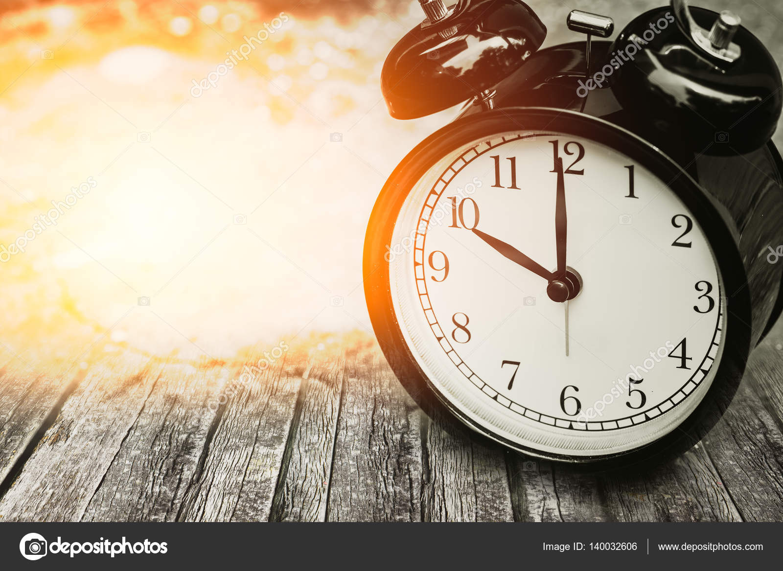 Old Memory Time Concept Retro Clock Timed At 10 O Clock On Wood With Sun Light Stock Photo Image By C Coffeekai