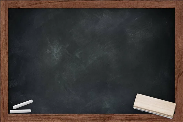 Empty chalkboard, chalk board with chalk dirty with chalk erase stain — Stock Photo, Image