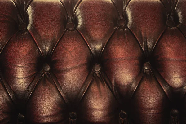 Mörk brun Vintage Classic soffa läder bakgrund. — Stockfoto