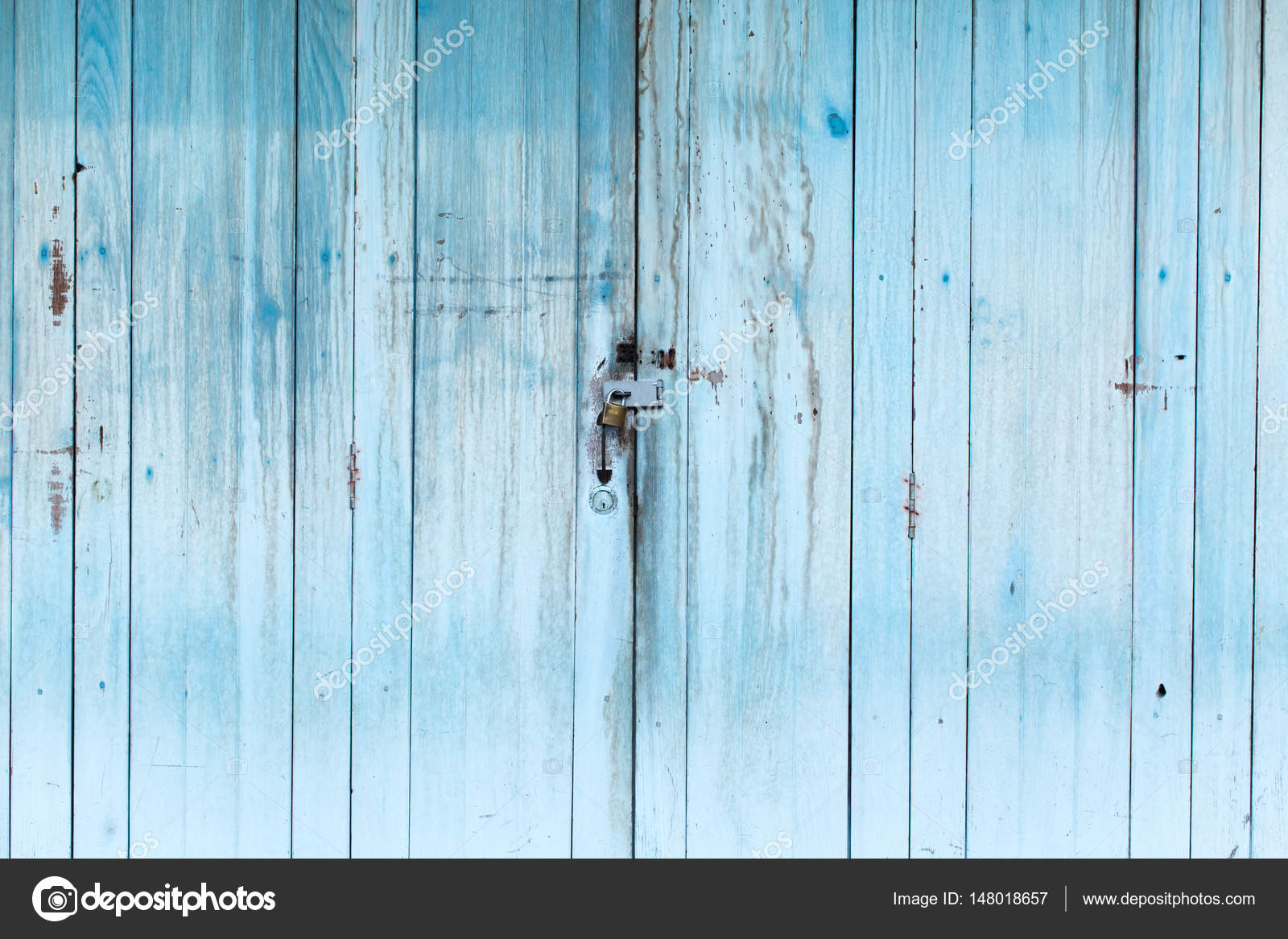 Blue Wood Panel Door Close Aged Paint Old Vintage Wooden