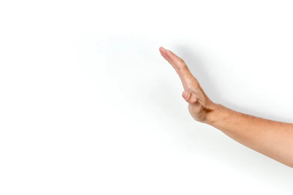 Mužských rukou zastavit nebo zpomalit ze strany izolované na bílém. — Stock fotografie