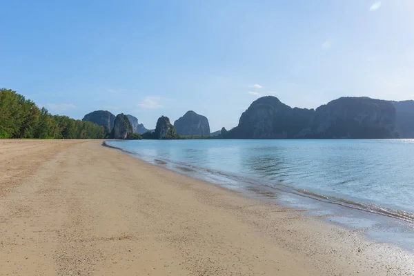 Thailand sea beach sand sun daylight mountain landscape for design postcard and calendar background.