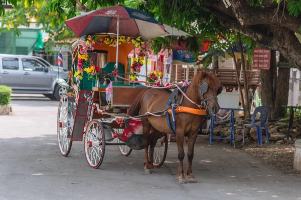 Kelang Nakorn Lampang transport signature. Lampang, last province in Thailand service horse carriage for travel around the city impression for travel tourist. — Stock Photo, Image