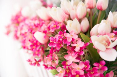 güzel pembe çiçek dekorasyon düğün aşk arka planı için.