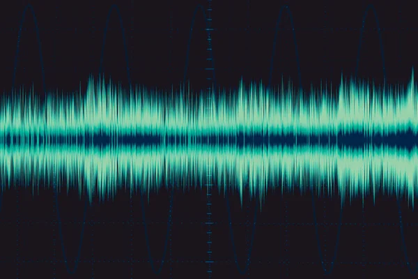 electronic wave. sound frequency wave. oscilloscope digital waveform signal on green screen illustration.