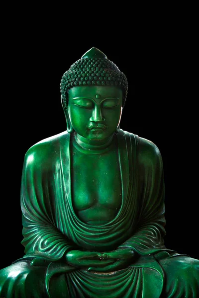 Calm green emerald buddha, peacful asian buddha zen tao religion art style statue. — Stock Photo, Image