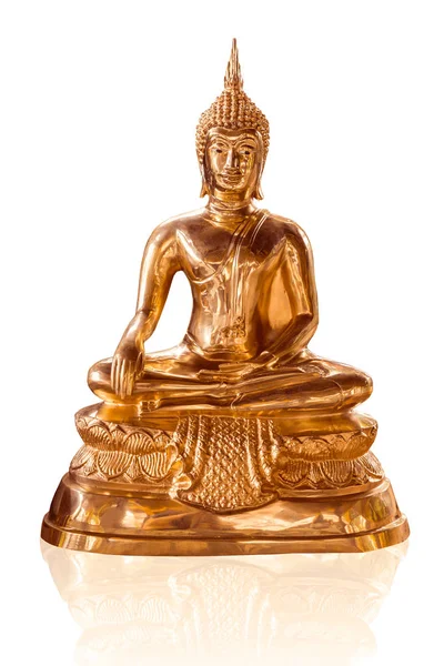 Gouden Thaise Boeddha geïsoleerd op wit. — Stockfoto