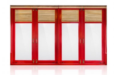 Güneş gölge kırpma yoluyla cam panel, ahşap windows.