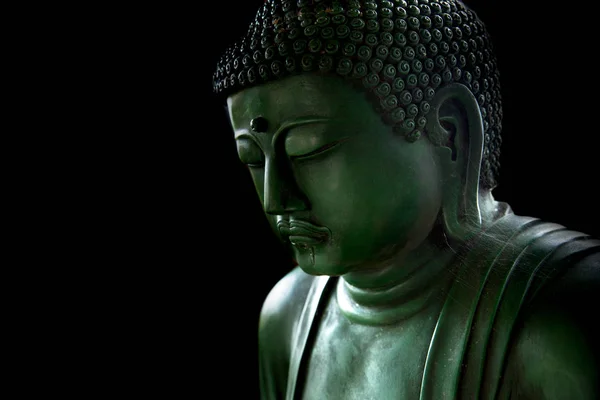 Zen Boeddha met licht van wijsheid zwart-wit, vreedzame Aziatische tao religie kunst stijl Boeddhabeeld stijl. — Stockfoto