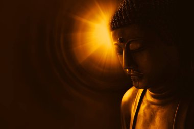 Buda bilgelik, peacful ışığı ile Asya Buda zen tao din sanat stil heykeli.