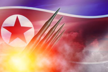 Kuzey Kore öğle yemeği ICBM füze nükleer bomba testi illüstrasyon kavramı için.