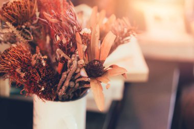 Ahşap Masa ev dekorasyon kurutulmuş çiçek ve bitki pot