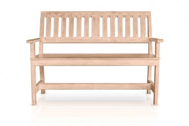 Beyaz arka plan üzerinde izole temiz yeni ahşap Bank Beyaz ahşap renk