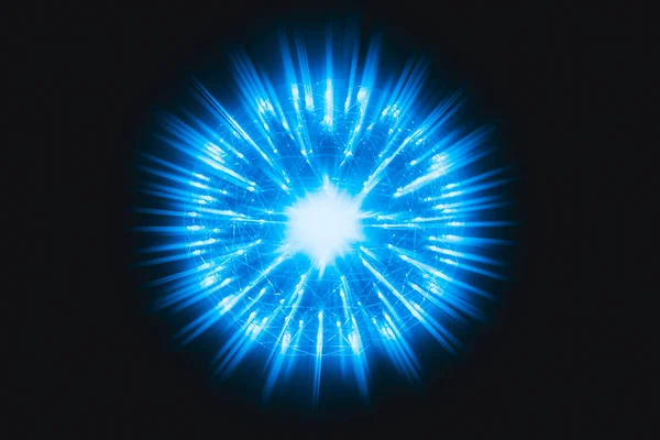 Nucleus of Atom Nuclear explode atomic bomb red hot ray radiation blue light science illustration concept. — Stock Photo, Image